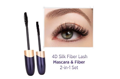 St. Mege 4D Silk Fiber Lash Mascara & Fiber 2-in-1 Set, Best for Thickening and Lengthening, Waterproof and Smudge-Proof and Hypoallergenic