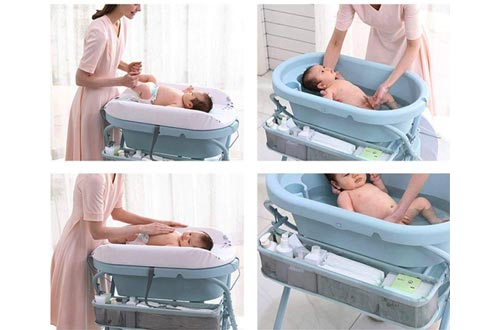 Changing Table 2 in 1 Changing Table and Bath | Folding Baby Diaper Changing Table with Bathtub