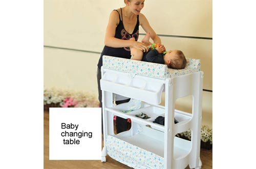LGZW Baby Changing Table, Baby Storage Space Baby Massage Station Organizer Dressing Table with Bathtub