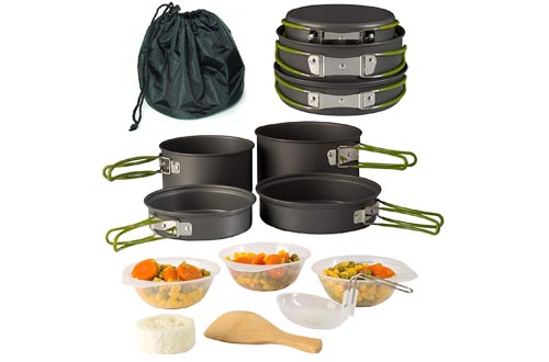 Wealers Cookware 11 Piece Outdoor Mess Kit Backpacking