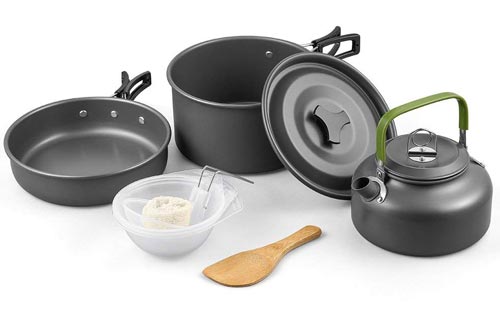 Terra Hiker Camping Cookware Nonstick, Lightweight Pots, Pans with Mesh Set Bag