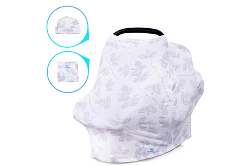 WillordMy Nursing Cover Carseat Canopy - 5 in 1 Soft and Breathable Baby Car Seat Covers - Stretchy Breastfeeding Cover for Stroller Shopping Cart