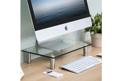 FITUEYES Computer Monitor Riser Glass Stand for Single Monitor/Laptop/Xbox One/Desktop/Flat Screen TV DT103801GC