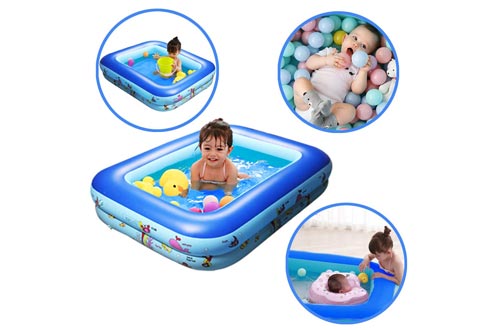 GreenItem Inflatable Baby Swimming Pool Family Swimming Center Rectangular Durable Friendly PVC Portable Outdoor Indoor Children Basin Bathtub Kids Pool Water Play Ball Pool Pit