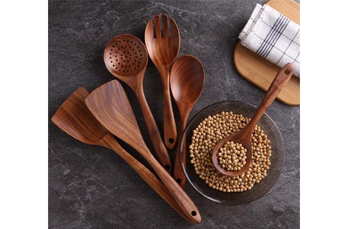 Kitchen Utensils Set, Wooden Cooking Utensil Set Non-stick Pan Kitchen Tool Wooden Cooking Spoons and Spatulas Wooden Spoons