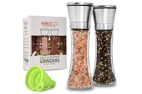 Premium Stainless Steel Salt and Pepper Grinder Set of 2 - Adjustable Ceramic Sea Salt Grinder & Pepper Grinder
