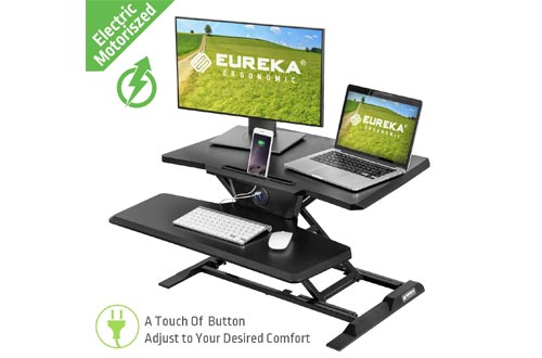 Eureka Ergonomic Electric Sit Stand Desk Converter Height Adjustable Standing Desk with Power USB Hub