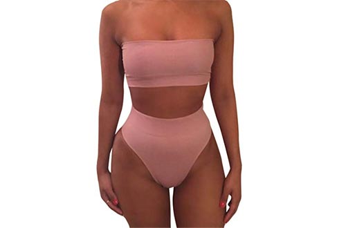 Pink Queen Women’s Removable Strap Wrap Pad Cheeky High Waist Bikini Set Swimsuit