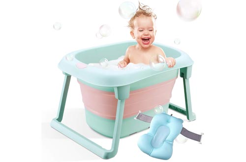 BEWAVE Baby Bath Tub, Folding Infant Bathtub, Portable Collapsible Newborn Toddler Bath Support