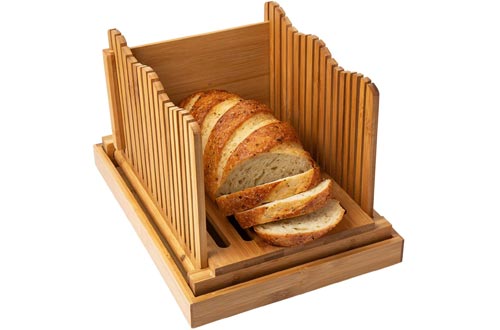 Comfify Bread Slicer Wooden Bread Cutting Board with Crumble Holder