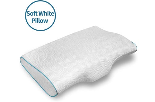 LEREKAM Cervical Pillow Memory Foam Pillow Orthopedic Sleeping Pillows Ergonomic Cervical Pillow for Neck and Shoulder Pain,Side, Back and Stomach Sleepers,Pillowcase,Massage Granule(Soft&White dot)