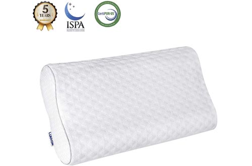 Lunvon Pillows for Sleeping Luxury Queen Memory Foam Cooling Bed Pillows Height Adjustable Cervical Pillows with Pain Relief Design Breathable Hypoallergenic Cotton Cover Protector CertiPUR-US, White