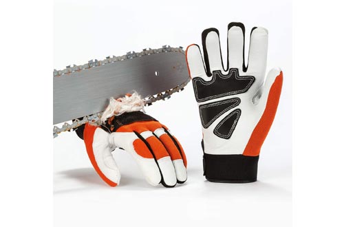  Vgo Chainsaw Work Gloves Saw Protection on Left Hand Back(1Pair,Size XL,Orange,GA8912)