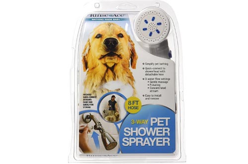  Rinse Ace 3 Way Pet Shower Sprayer with 8 Foot Hose and Quick Connect to Showerhead