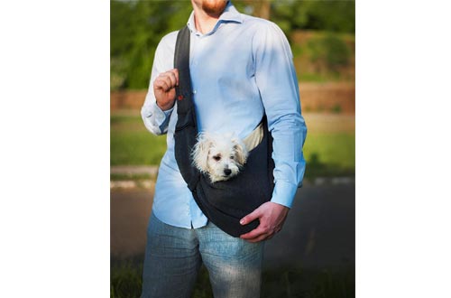  BUDDY TASTIC Pet Sling Carrier - Reversible and Hands-Free Dog Bag with Adjustable Strap and Pocket - Soft Puppy Sling for Pets up to 13 lbs