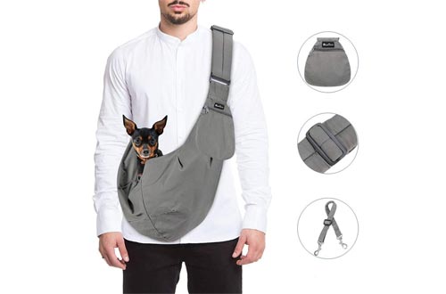 Slowton Pet Carrier, Hand Free Sling Adjustable Padded Strap Tote Bag Breathable Cotton Shoulder Bag Front Pocket Safety Belt Carrying Small Dog Cat Puppy Machine Washable