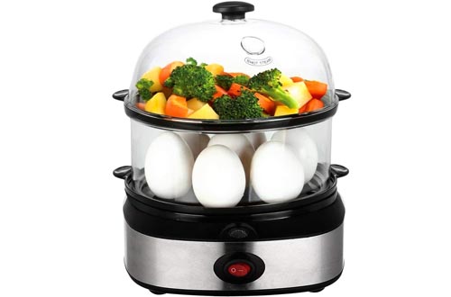  Egg Cooker, PowerDoF Multifunctional Double Layer Rapid Electric Egg Steamer Boiler with 14 Egg Capacity Auto Shut Off Feature