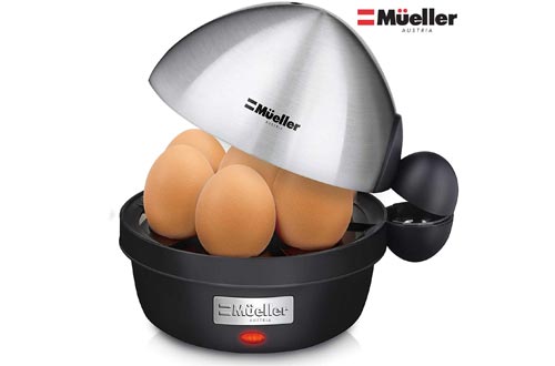  Mueller Rapid Egg Cooker, Hard Boiled Egg Maker with Auto Shut-Off, Noise-Free, 7 Egg Capacity and Stainless Steel Lid, Perfect for Keto Diets