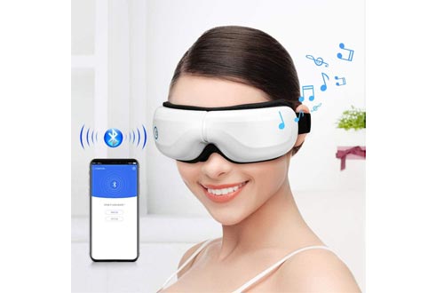 Bromose Wireless Foldable Rechargeable Eye Massager，Intelligent Mode One-Click Operation Eye Massager,Wireless Bluetooth Music Therapy Stress Relief for Eye Care Best Gift