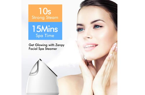 Zenpy Nano Ionic Facial Steamer Warm Mist Humidifier Atomizer Precise Temp Control Touch switch Humidifier Moisturizing Face Spa Steamer Blackhead Remover kit Hair Band