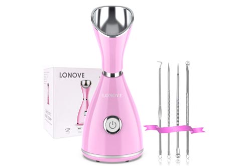 LONOVE Facial Steamer for Home Facial Sauna Spa Sinuses BPA Free Warm Mist Face Humidifier for Moisturizing Pores Cleansing