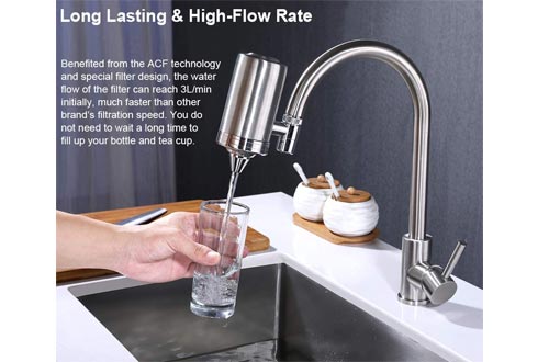 ESOW Faucet Mount Water Filter, SUS304 Stainless Steel Reduce Chlorine