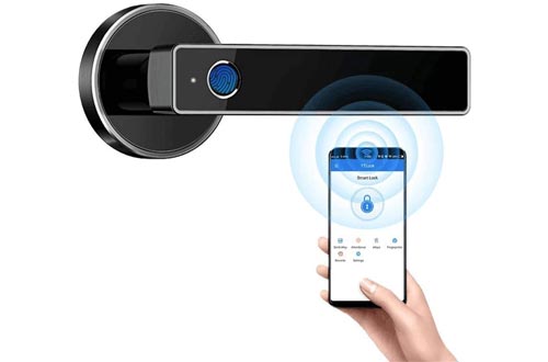 Biometric Fingerprint Door Lock,Security Simplified Door Lever WiFi Bluetooth APP Access Smart Digital Fingerprint Door Handle Lock