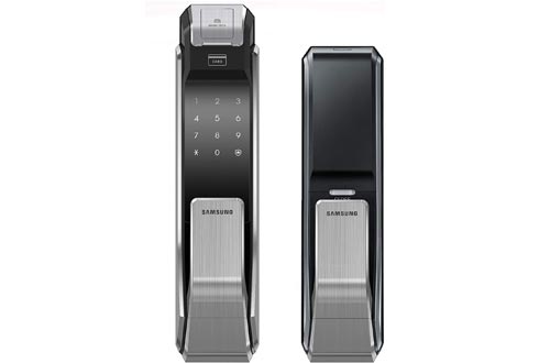 Samsung SHS-P718-LMK Push Pull Biometric Touchscreen Digital Door Lock, Code Fingerprint and RFID Entry, Small Mortise (AML-220)