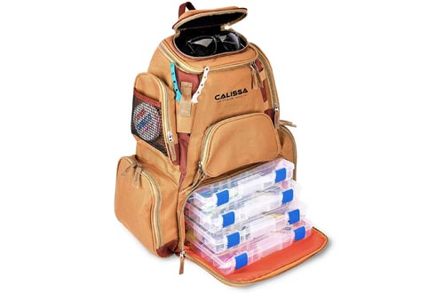 The X-Large 'Blackstar' Fishing Backpack, Tackle Box Storage Bag - Non-Corrosive Fishing Tackle Bag with (4X) 3650 Boxes -Fisherman Gifts for Men, Tackle Backpacks Tackle Box