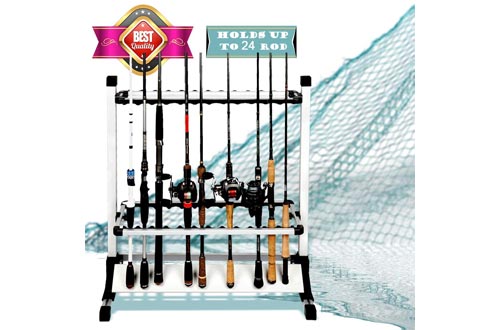 LUXHMOX Fishing-Rod Holder Rack Holds 24 Any Type of Rods and Storage Organizer Combo for Garage