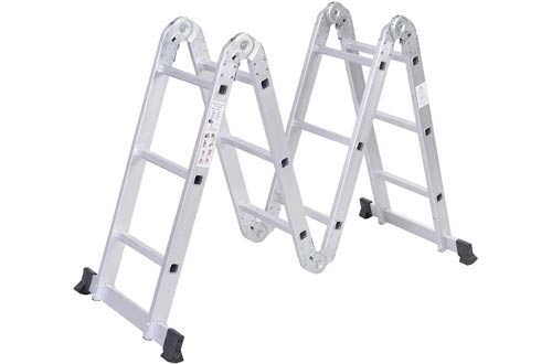 Safeplus Aluminum Lightweight Multi Task Ladder, 3.3ft Multi Purpose Folding Scaffold Ladder, 12.5ft Multi-Purpose Extension Work Step Ladder-Max Weight 330 lbs