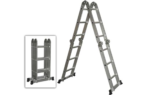  Best Choice Products Multi Purpose Aluminum Ladder Folding Step Ladder Extendable Heavy Duty