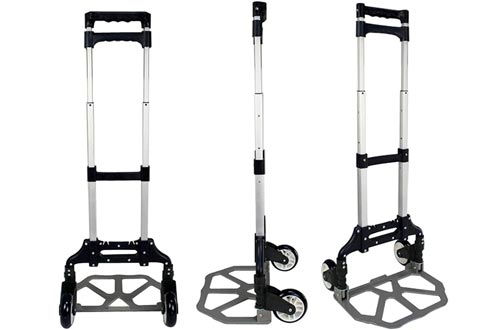 F2C Folding Aluminium Cart Luggage Trolley 170 lbs Capacity Hand Truck with Black Bungee Cord Included (Black)