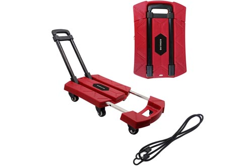  AODAILIHB Portable Folding Luggage Cart 360° Rotate Wheels Load 440 pounds (Red)
