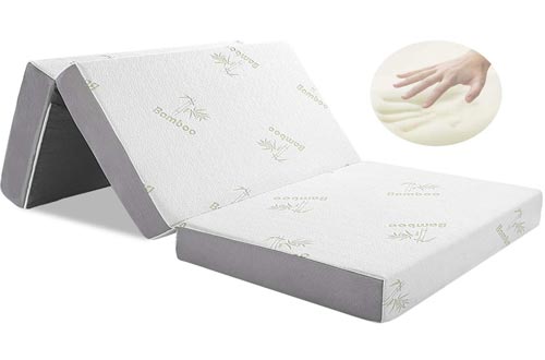 Folding Mattress, Inofia Memory Foam Tri-fold Mattress with Ultra Soft Bamboo Cover, Non-Slip Bottom & Breathable Mesh Sides - Twin 4-Inch