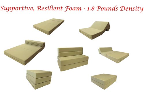  D&D Futon Furniture Folding Foam Mattress, Sofa Chair Bed, Guest Beds (Full Size, Gray)
