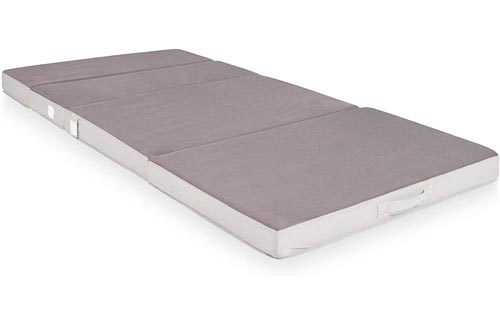  Best Choice Products 4in Thick Folding Portable Twin Mattress Topper w/Carry Case, High-Density Foam, Washable Cover
