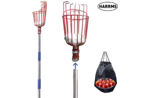  Harrms Fruit Picker Pole Tool, 8 FT Fruit Picker with Lightweight Aluminum Telescoping Pole, Fruit Picking Equipment for Getting Fruits