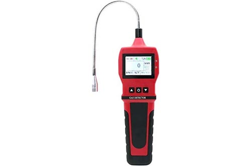 GAS LEAK DETECTOR by FORENSICS | Adjustable Alarms | 0-10,000ppm & 1ppm Resolution Display | Water, Dust & Explosion Proof | Li-Ion Battery | Natural Gas, Methane & Combustibles | RED color