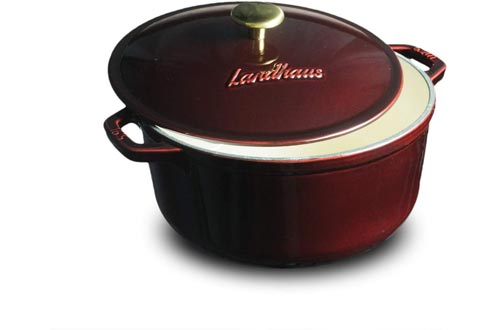Landhaus Enameled Cast Iron Covered Dutch Oven, Pot with Lid and Two Knobs Included