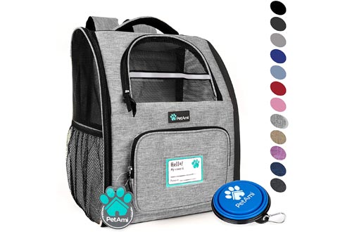 PetAmi Deluxe Pet Carrier Backpack for Small Cats and Dogs, Puppies | Ventilated Design, Two-Sided Entry, Safety Features and Cushion Back Support