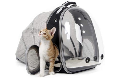 halinfer Expandable Cat Backpack, Space Capsule Bubble Transparent Clear Pet Carrier for Small Dog, Pet Carrying Hiking Traveling Backpack