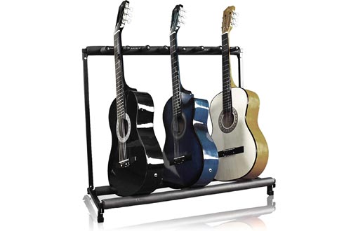  Best Choice Products Multi-Guitar Stand, 7 Instrument Folding Storage Display Rack - Black