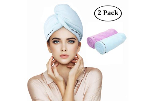 Orthland Microfiber Hair Towel Wraps for Women [2 Pack] Quick Dry Anti-frizz Head Turban for Long Thick & Curly Hair, Super Absorbent Soft