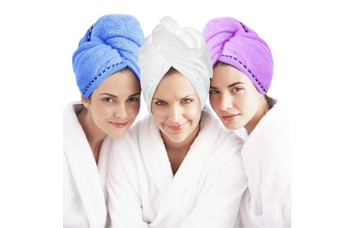 Microfiber Hair Towel Turban Wrap 3 Pack - Laluztop Anti Frizz Absorbent & Soft Shower head Towel, Quick dryer Hat, Bathing Wrapped Cap for Women Girls Mom Daughter（White/Blue/Purple）