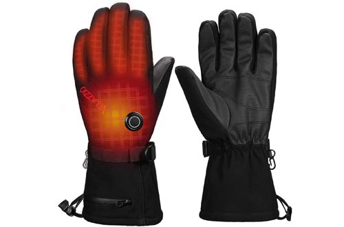 VELAZZIO Thermo1 Battery Heated Gloves - 3 Heating Levels w/Intelligent Control, up to 10hrs Warmth, 3M Thinsulate Waterproof Breathable Winter Gloves, Touchscreen Ski Gloves Men & Women