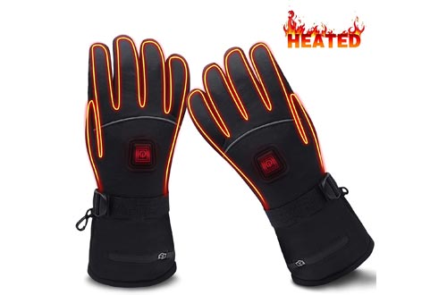 GLOBAL VASION Electric Heated Gloves with Rechargeable Batteries Gloves Waterproof Thermal Gloves Touchscreen for Skiing Walking Hiking Climbing Driving Cold Weather Gloves