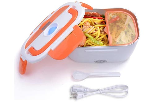  Yescom 1.5L Portable Electric Lunch Box Car Food Warmer Heater Spoon and 2 Container Orange