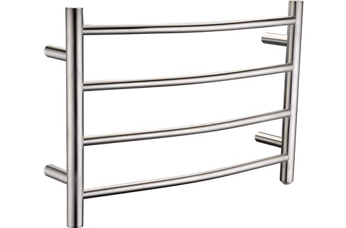 ANZZI Glow 4-Bar Wall Mounted Towel Warmer in Brushed Nickel | Energy Efficient 40W Electric Plug in Heated Towel Rack for Bathroom | Stainless Steel Towel Heater Rail Quick Towel Dryer | TW-AZ018BN