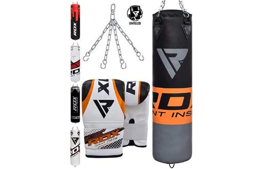  RDX Punching Bag UNFILLED Set Kick Boxing Heavy MMA Training with Gloves Punching Mitts Hanging Chain Muay Thai Martial Arts 4FT 5FT